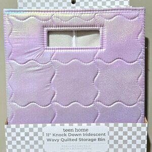Teen Home 11" Iridescent & Wavy Quilted Plush Knock Down Cubby Storage Bin